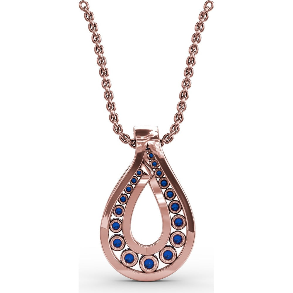 Infinity Loop Sapphire Pendant with Pavé Diamond Accents by Fana - 1.06 Carat Total Gemstone Weight