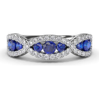 Infinity Twist Sapphire and Diamond Band with Pear and Round Sapphires by Fana - 0.95 Carat Total Gemstone Weight