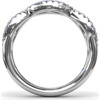 Infinity Twist Sapphire and Diamond Band with Pear and Round Sapphires by Fana - 0.95 Carat Total Gemstone Weight