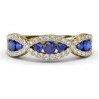 Infinity Twist Sapphire and Diamond Band with Pear and Round Sapphires by Fana - 0.95 Carat Total Gemstone Weight