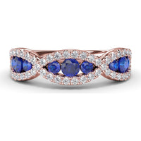 Infinity Twist Sapphire and Diamond Band with Pear and Round Sapphires by Fana - 0.95 Carat Total Gemstone Weight