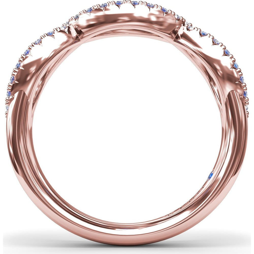 Infinity Twist Sapphire and Diamond Band with Pear and Round Sapphires by Fana - 0.95 Carat Total Gemstone Weight