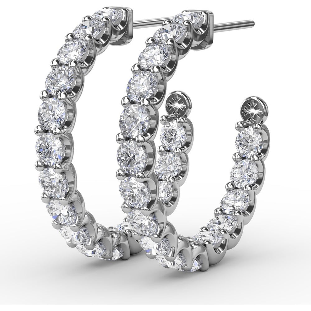 Inside-Out Diamond Hoop Earrings with Prong-Set Round Diamonds by Fana - 3.07 Carat Total Diamond Weight