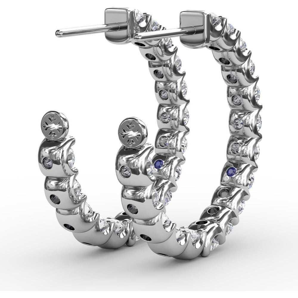 Inside-Out Diamond Hoop Earrings with Prong-Set Round Diamonds by Fana - 3.07 Carat Total Diamond Weight