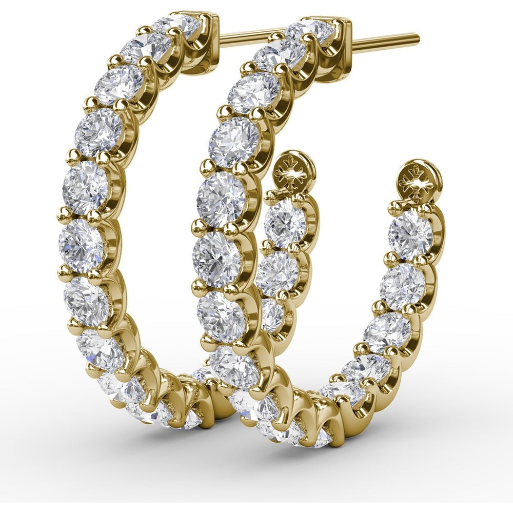 Inside-Out Diamond Hoop Earrings with Prong-Set Round Diamonds by Fana - 3.07 Carat Total Diamond Weight