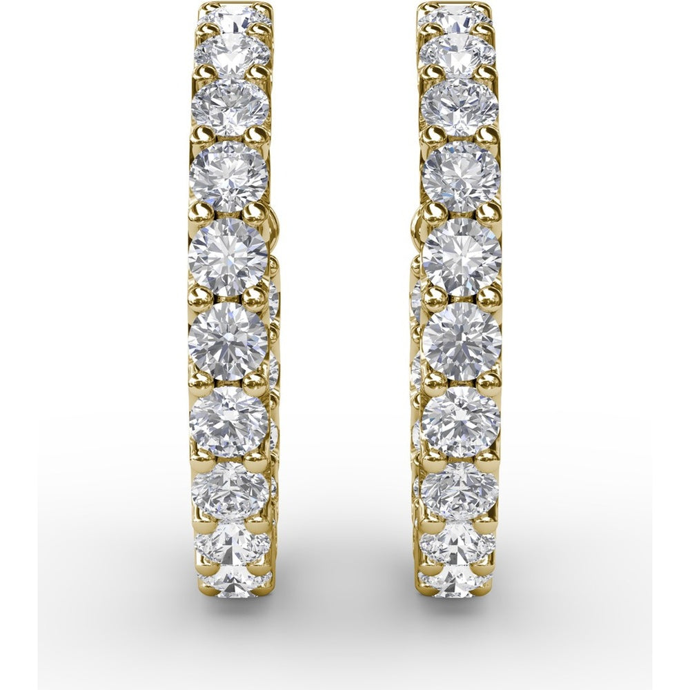 Inside-Out Diamond Hoop Earrings with Prong-Set Round Diamonds by Fana - 3.07 Carat Total Diamond Weight