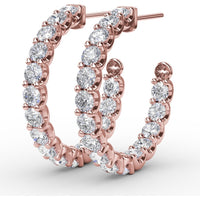 Inside-Out Diamond Hoop Earrings with Prong-Set Round Diamonds by Fana - 3.07 Carat Total Diamond Weight