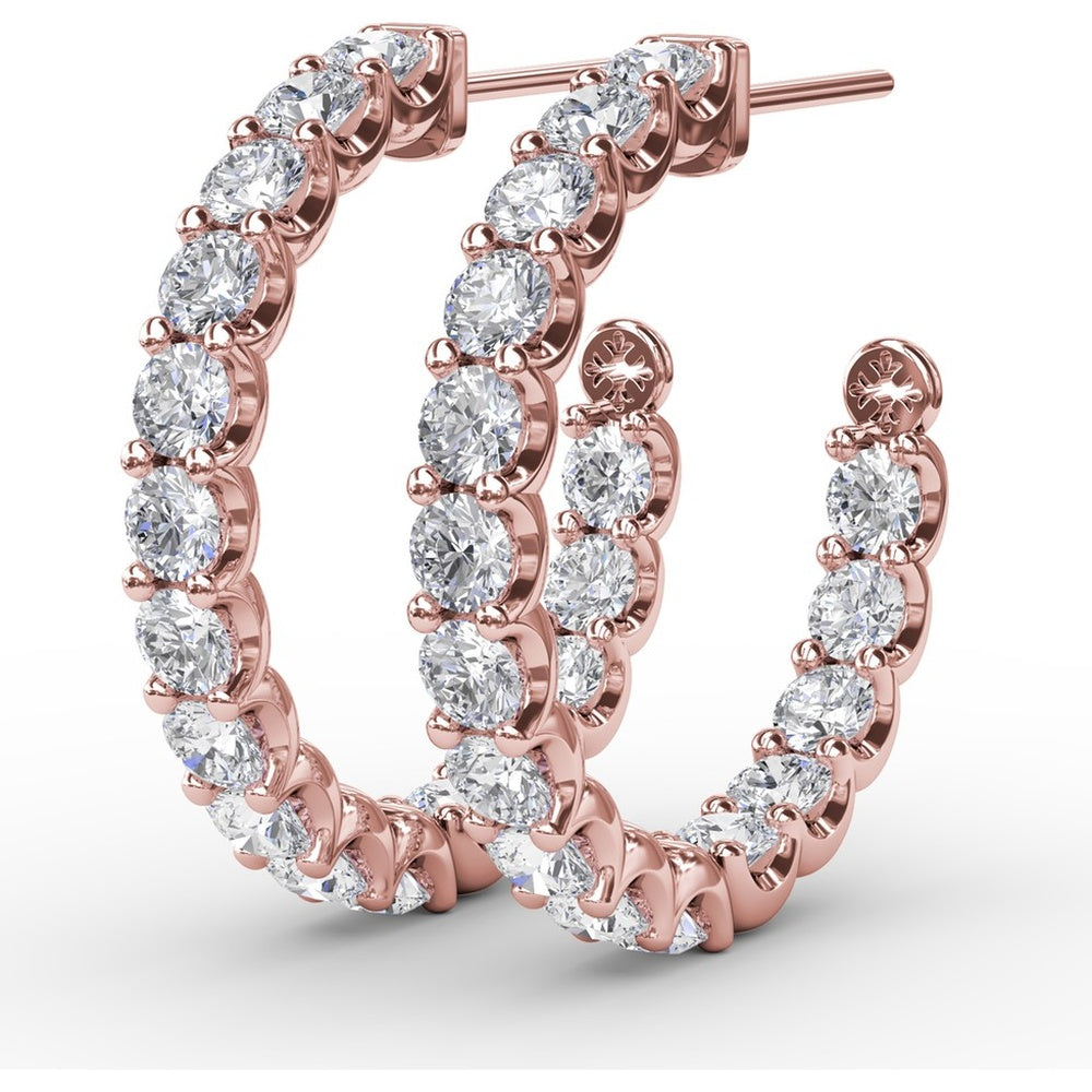 Inside-Out Diamond Hoop Earrings with Prong-Set Round Diamonds by Fana - 3.07 Carat Total Diamond Weight