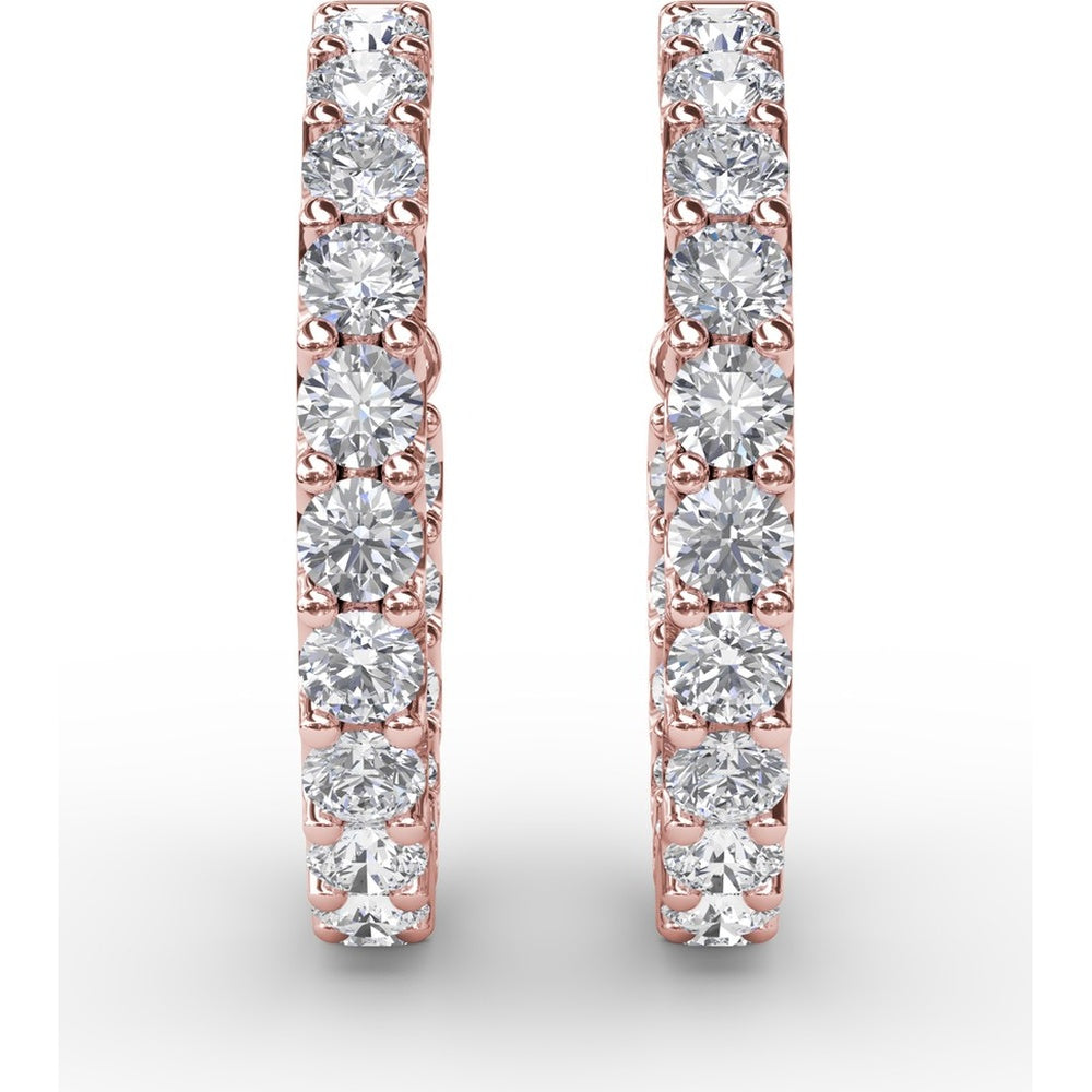 Inside-Out Diamond Hoop Earrings with Prong-Set Round Diamonds by Fana - 3.07 Carat Total Diamond Weight