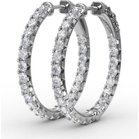 Inside-Out Diamond Hoop Earrings with Shared-Prong Round Diamonds by Fana - 2.07 Carat Total Diamond Weight