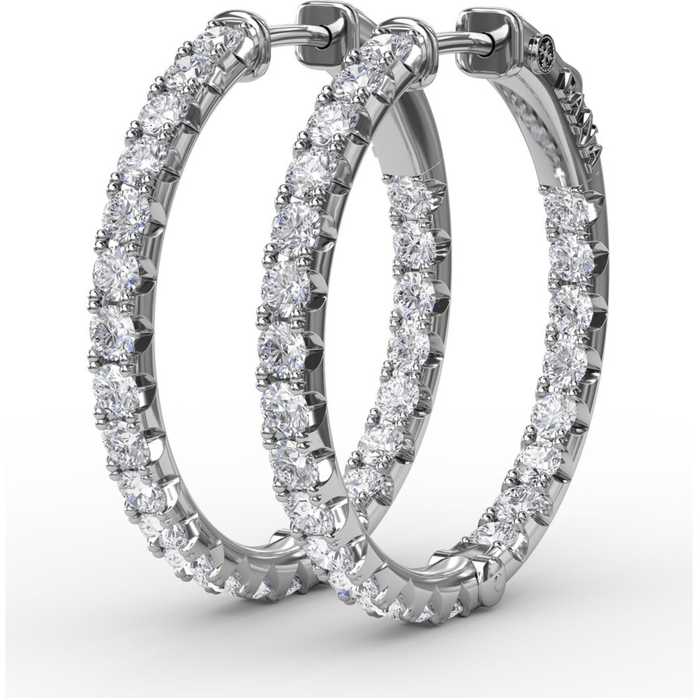 Inside-Out Diamond Hoop Earrings with Shared-Prong Round Diamonds by Fana - 2.07 Carat Total Diamond Weight