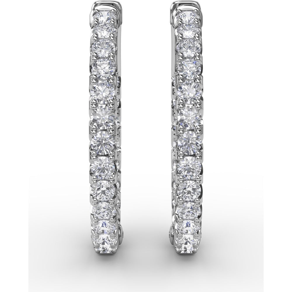 Inside-Out Diamond Hoop Earrings with Shared-Prong Round Diamonds by Fana - 2.07 Carat Total Diamond Weight
