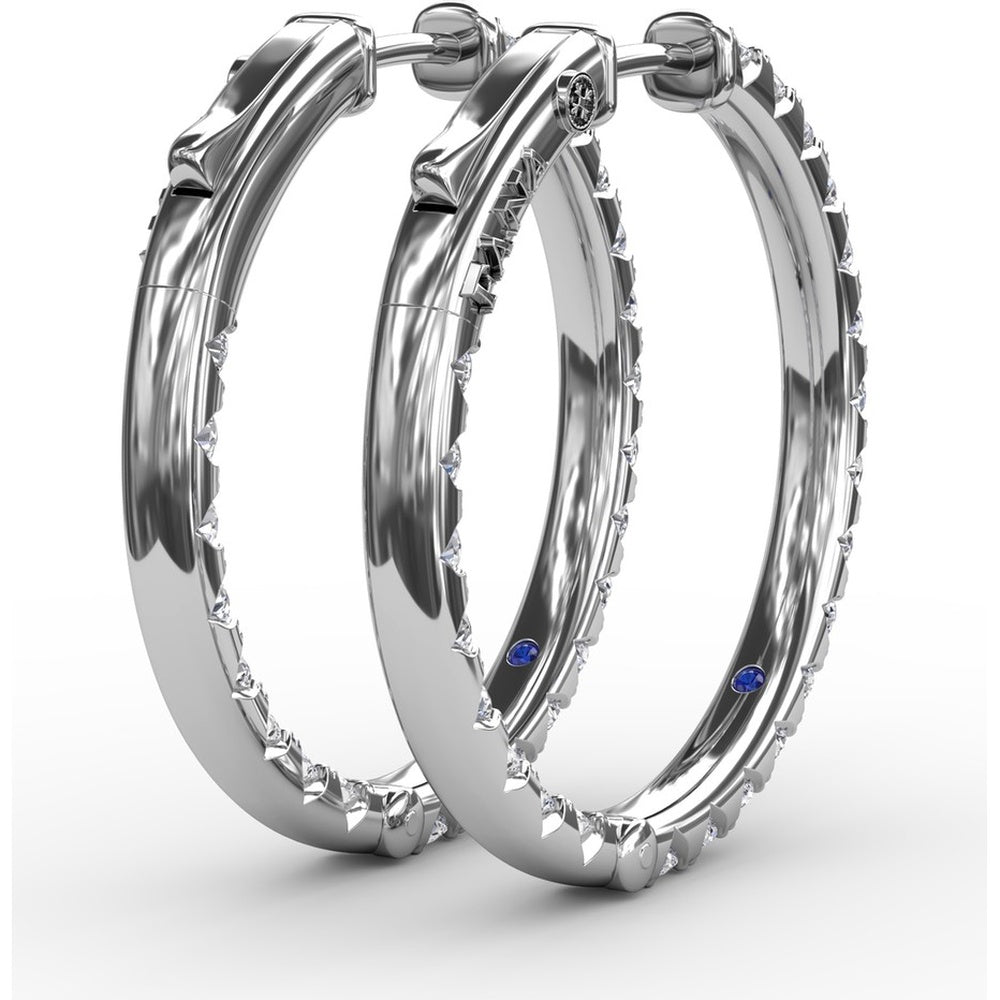 Inside-Out Diamond Hoop Earrings with Shared-Prong Round Diamonds by Fana - 2.07 Carat Total Diamond Weight