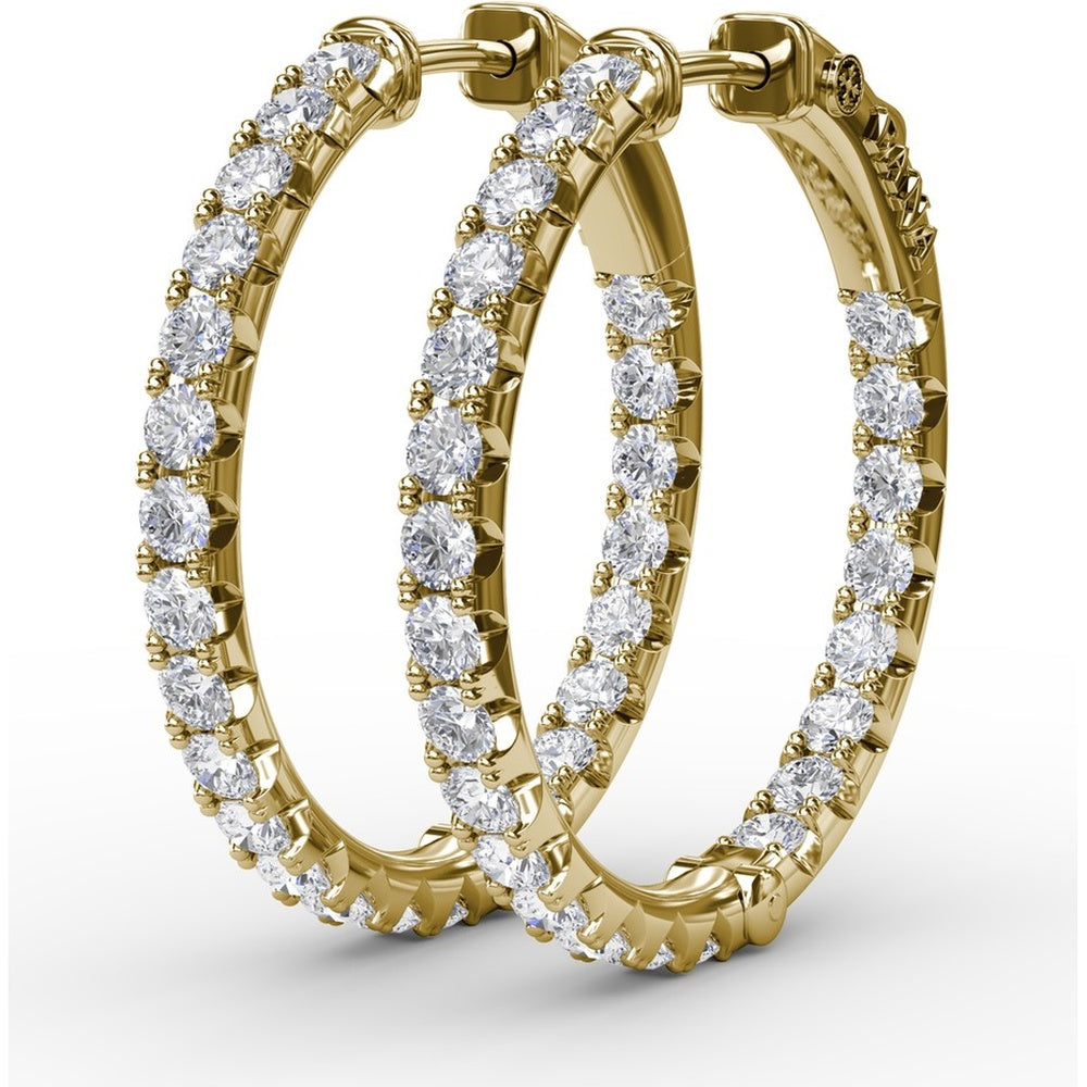 Inside-Out Diamond Hoop Earrings with Shared-Prong Round Diamonds by Fana - 2.07 Carat Total Diamond Weight