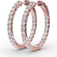 Inside-Out Diamond Hoop Earrings with Shared-Prong Round Diamonds by Fana - 2.07 Carat Total Diamond Weight