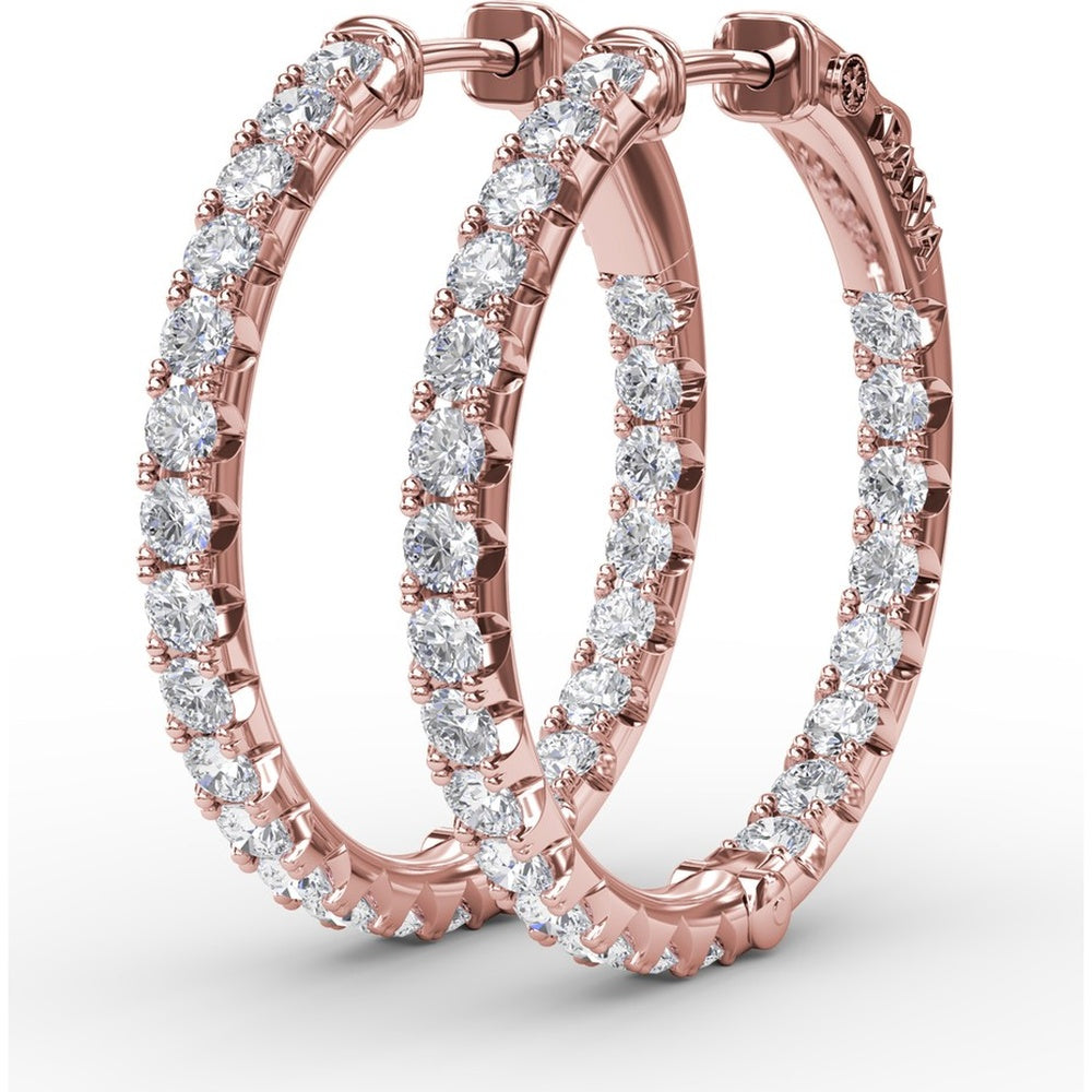 Inside-Out Diamond Hoop Earrings with Shared-Prong Round Diamonds by Fana - 2.07 Carat Total Diamond Weight