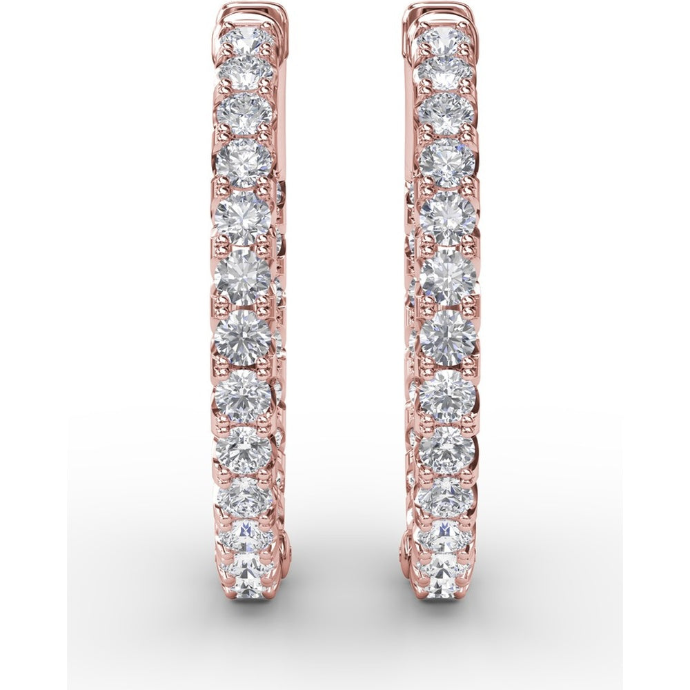 Inside-Out Diamond Hoop Earrings with Shared-Prong Round Diamonds by Fana - 2.07 Carat Total Diamond Weight