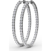 Inside-Out Oval Hoop Earrings with Round Pavé Set Diamonds by Fana - 3.55 Carat Total Diamond Weight