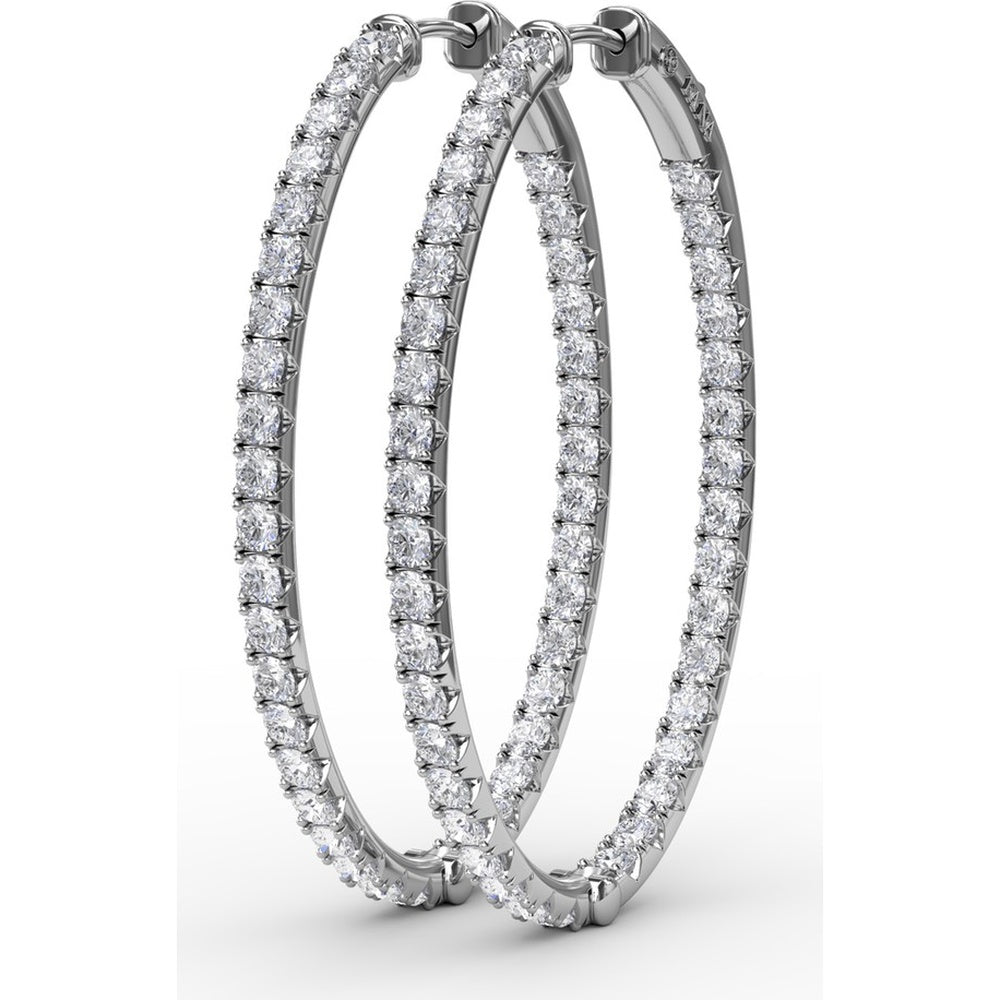 Inside-Out Oval Hoop Earrings with Round Pavé Set Diamonds by Fana - 3.55 Carat Total Diamond Weight