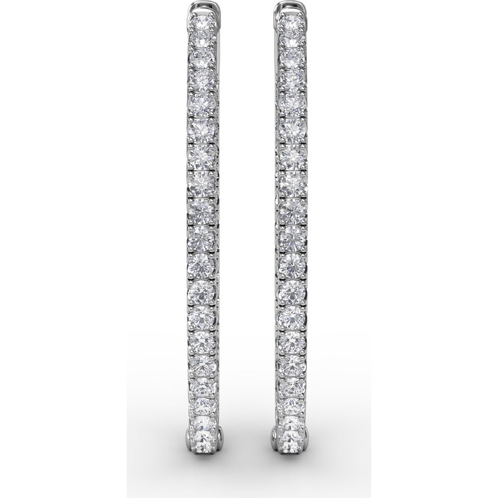 Inside-Out Oval Hoop Earrings with Round Pavé Set Diamonds by Fana - 3.55 Carat Total Diamond Weight