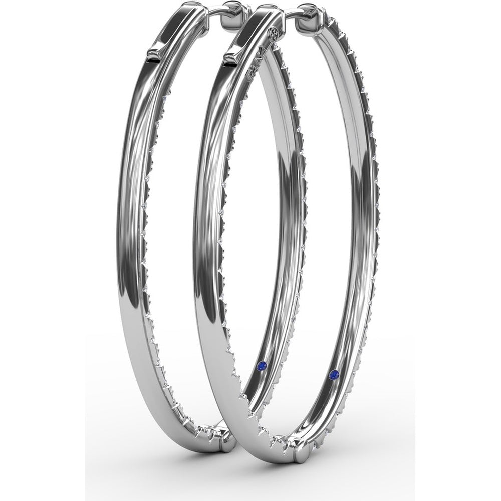Inside-Out Oval Hoop Earrings with Round Pavé Set Diamonds by Fana - 3.55 Carat Total Diamond Weight