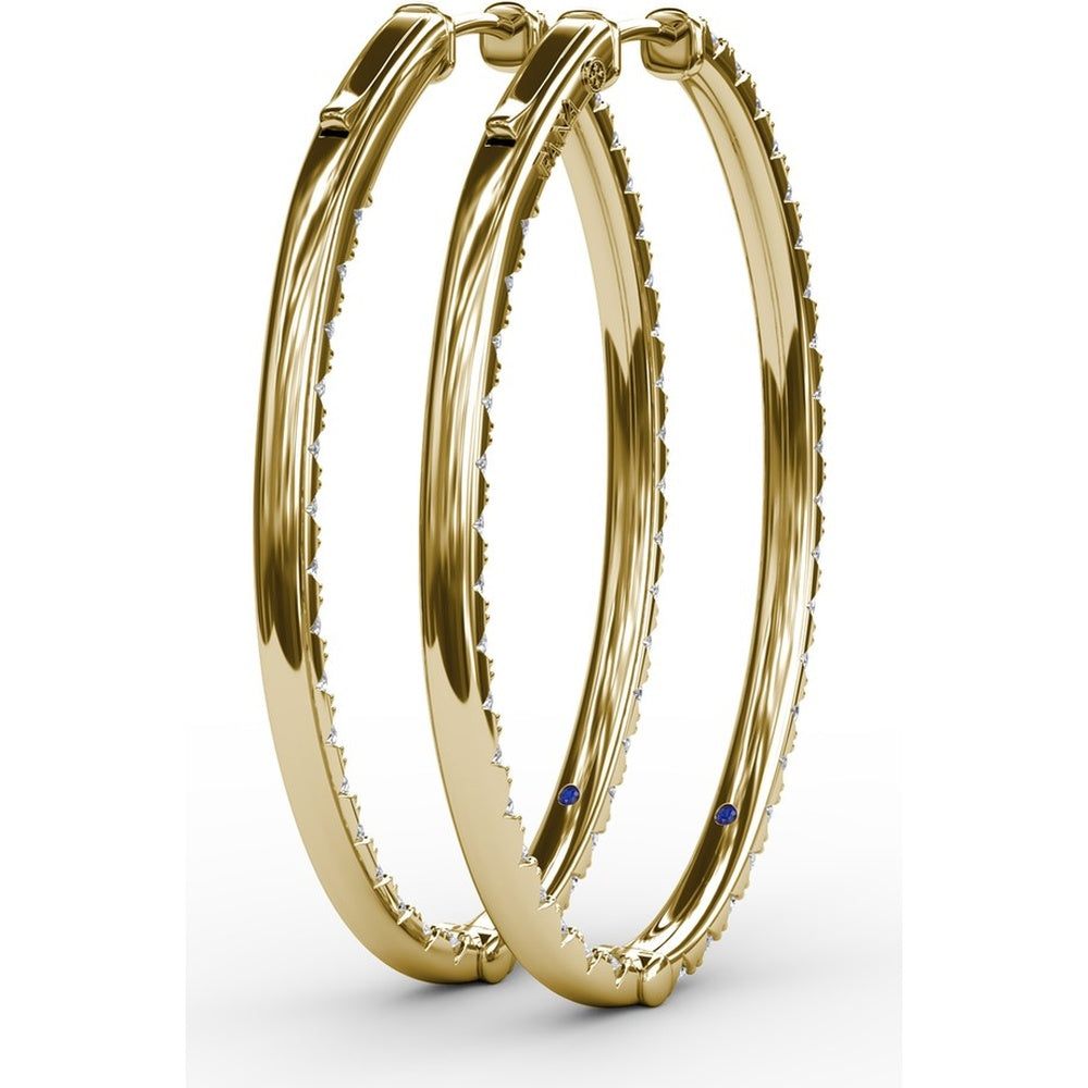 Inside-Out Oval Hoop Earrings with Round Pavé Set Diamonds by Fana - 3.55 Carat Total Diamond Weight