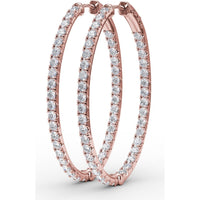 Inside-Out Oval Hoop Earrings with Round Pavé Set Diamonds by Fana - 3.55 Carat Total Diamond Weight