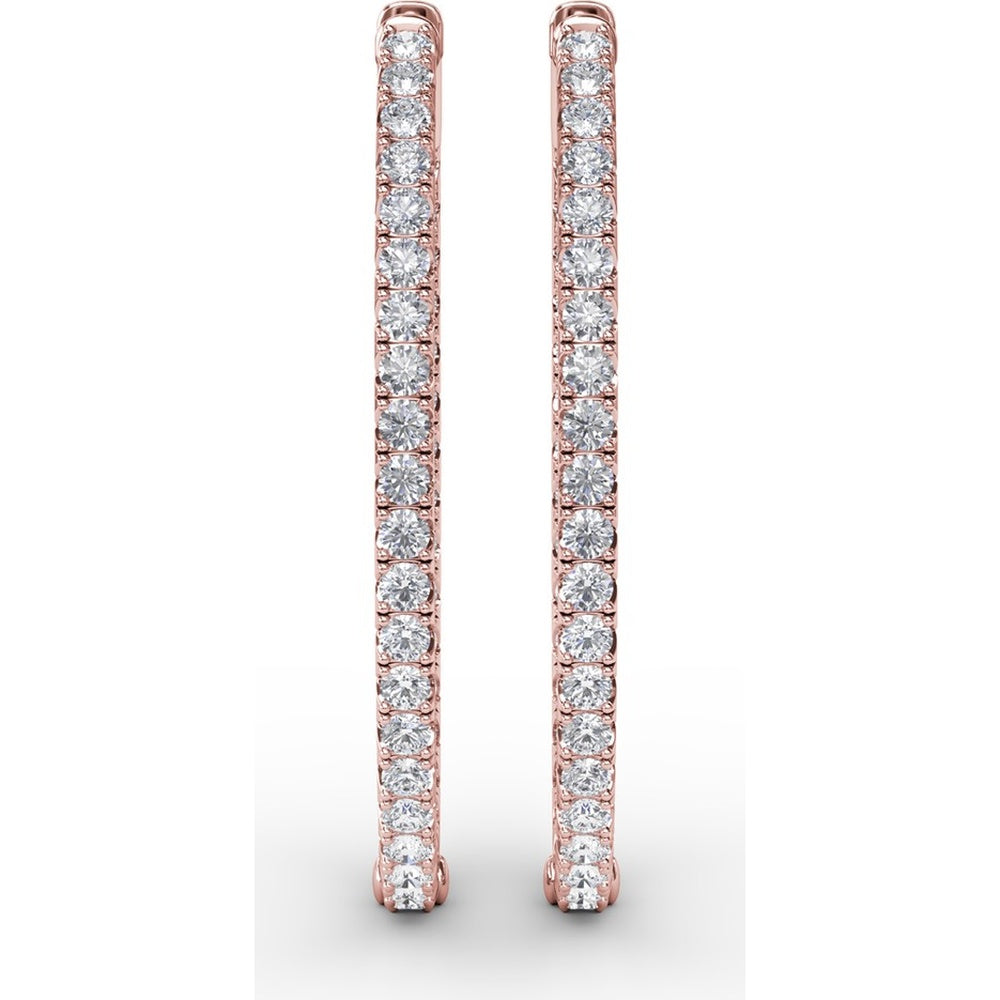 Inside-Out Oval Hoop Earrings with Round Pavé Set Diamonds by Fana - 3.55 Carat Total Diamond Weight