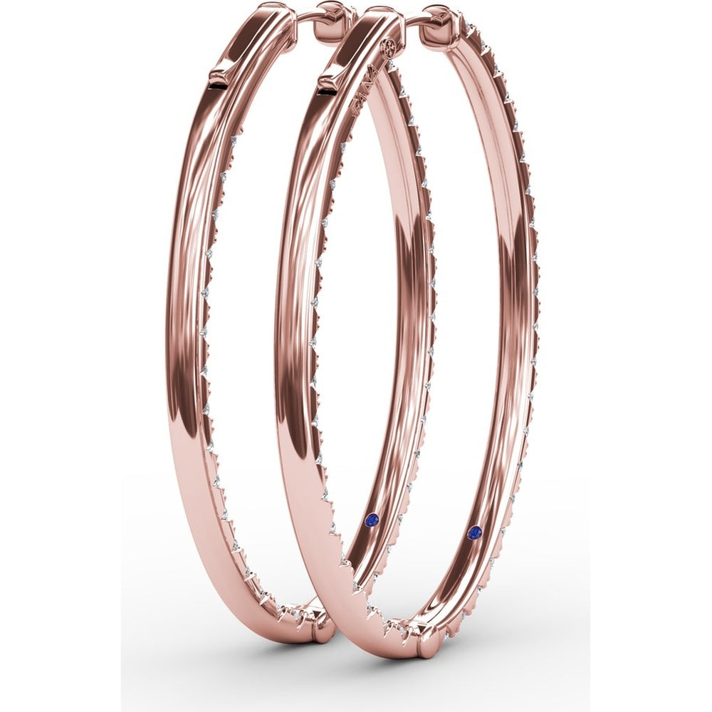 Inside-Out Oval Hoop Earrings with Round Pavé Set Diamonds by Fana - 3.55 Carat Total Diamond Weight