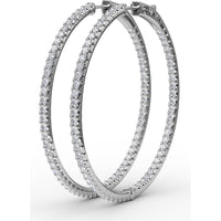 Inside-Out Pavé Diamond Hoop Earrings with Round Brilliant Stones by Fana - 2.90 Carat Total Diamond Weight