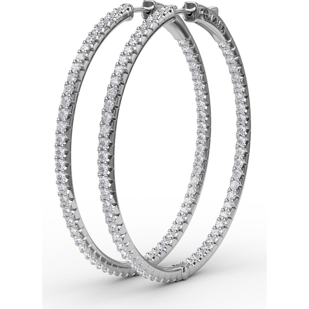 Inside-Out Pavé Diamond Hoop Earrings with Round Brilliant Stones by Fana - 2.90 Carat Total Diamond Weight