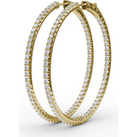 Inside-Out Pavé Diamond Hoop Earrings with Round Brilliant Stones by Fana - 2.90 Carat Total Diamond Weight