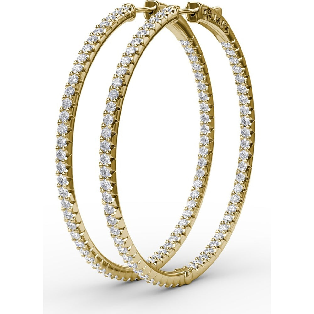 Inside-Out Pavé Diamond Hoop Earrings with Round Brilliant Stones by Fana - 2.90 Carat Total Diamond Weight