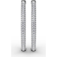 Inside-Out Pavé Diamond Hoop Earrings with Shared-Prong Round Diamonds by Fana - 3.22 Carat Total Diamond Weight