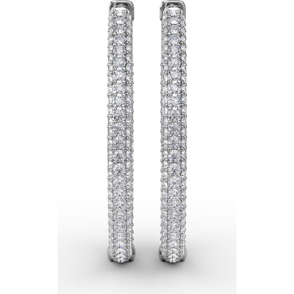 Inside-Out Pavé Diamond Hoop Earrings with Shared-Prong Round Diamonds by Fana - 3.22 Carat Total Diamond Weight