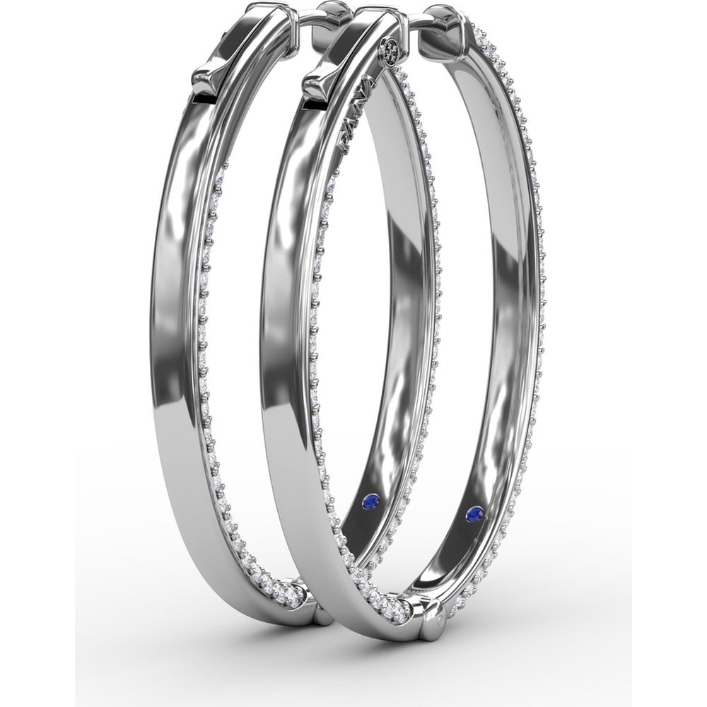 Inside-Out Pavé Diamond Hoop Earrings with Shared-Prong Round Diamonds by Fana - 3.22 Carat Total Diamond Weight