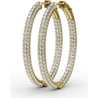 Inside-Out Pavé Diamond Hoop Earrings with Shared-Prong Round Diamonds by Fana - 3.22 Carat Total Diamond Weight