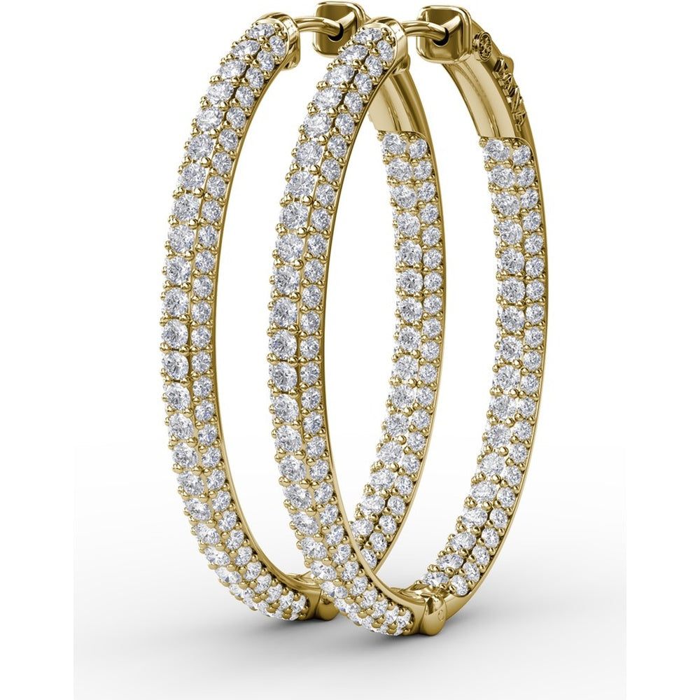 Inside-Out Pavé Diamond Hoop Earrings with Shared-Prong Round Diamonds by Fana - 3.22 Carat Total Diamond Weight