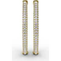 Inside-Out Pavé Diamond Hoop Earrings with Shared-Prong Round Diamonds by Fana - 3.22 Carat Total Diamond Weight