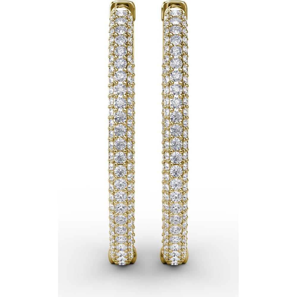 Inside-Out Pavé Diamond Hoop Earrings with Shared-Prong Round Diamonds by Fana - 3.22 Carat Total Diamond Weight