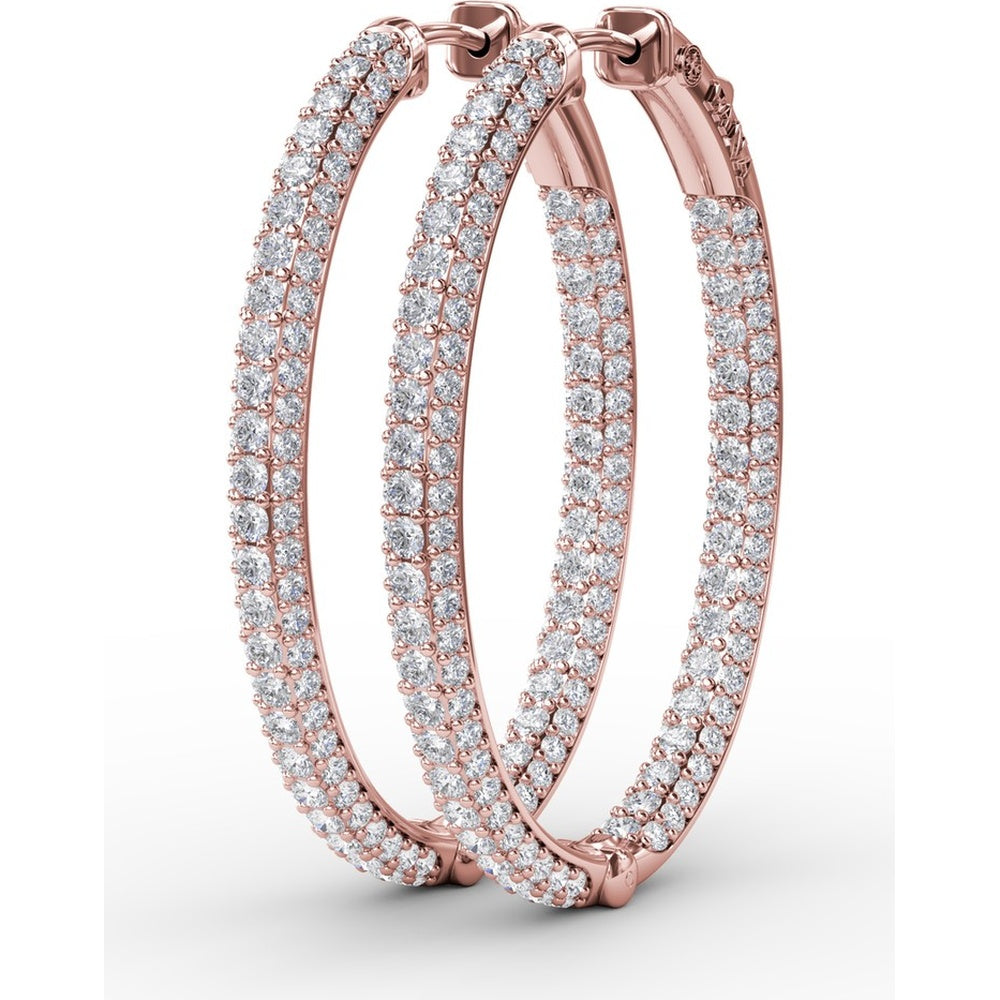 Inside-Out Pavé Diamond Hoop Earrings with Shared-Prong Round Diamonds by Fana - 3.22 Carat Total Diamond Weight