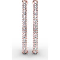 Inside-Out Pavé Diamond Hoop Earrings with Shared-Prong Round Diamonds by Fana - 3.22 Carat Total Diamond Weight