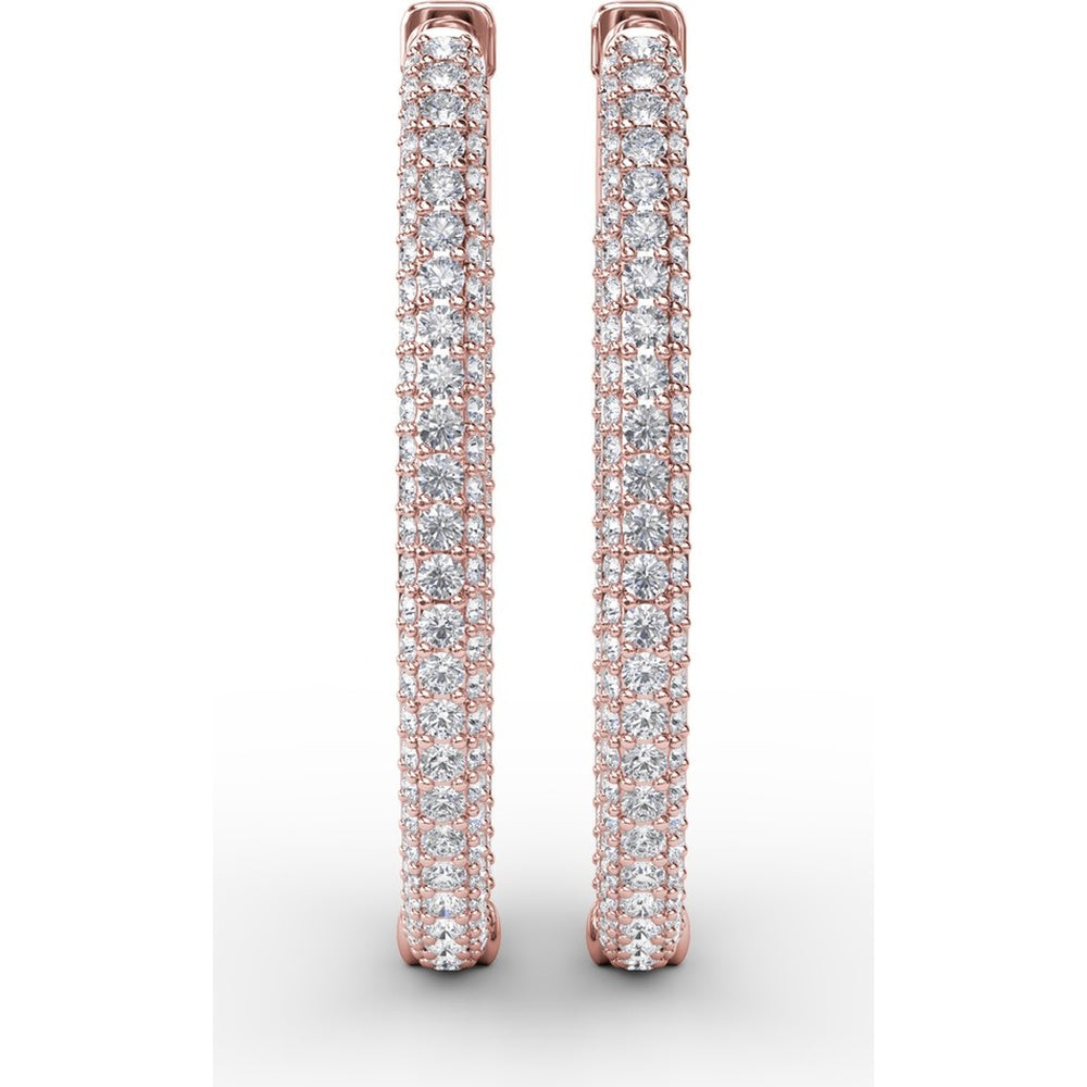 Inside-Out Pavé Diamond Hoop Earrings with Shared-Prong Round Diamonds by Fana - 3.22 Carat Total Diamond Weight