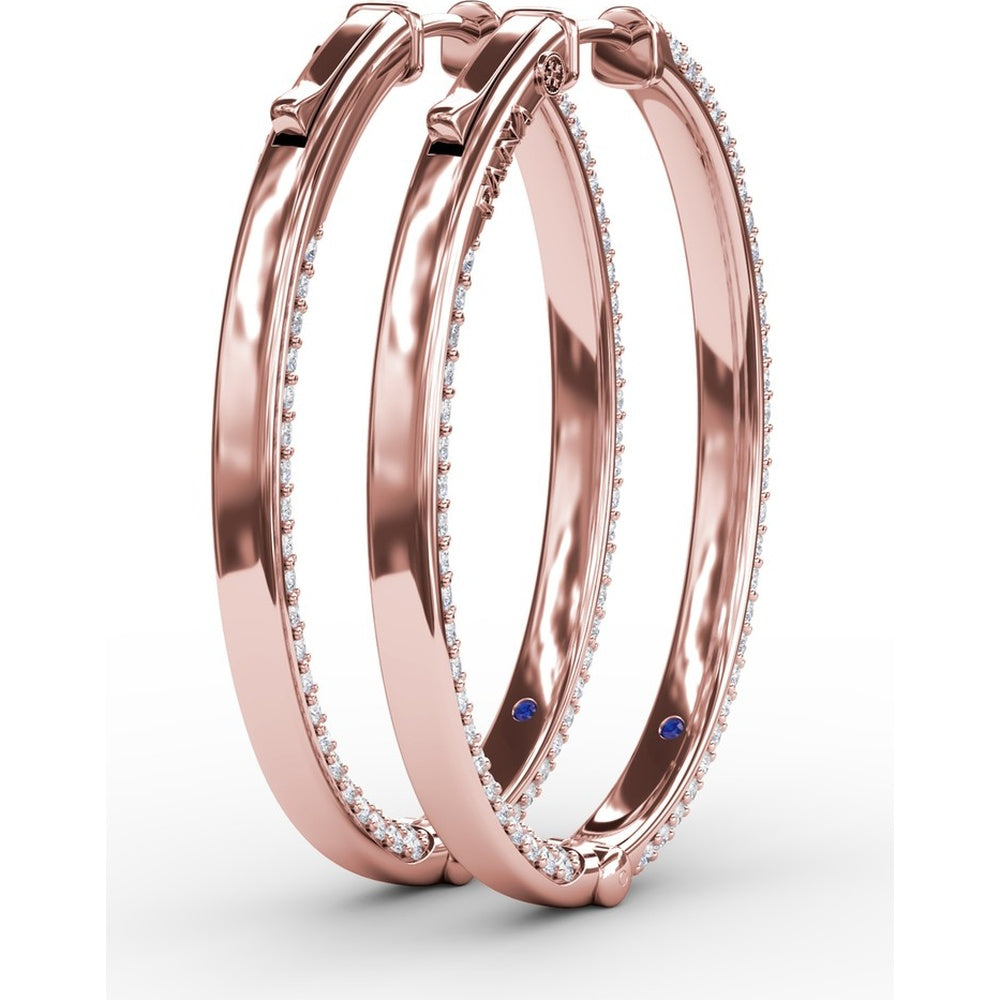 Inside-Out Pavé Diamond Hoop Earrings with Shared-Prong Round Diamonds by Fana - 3.22 Carat Total Diamond Weight