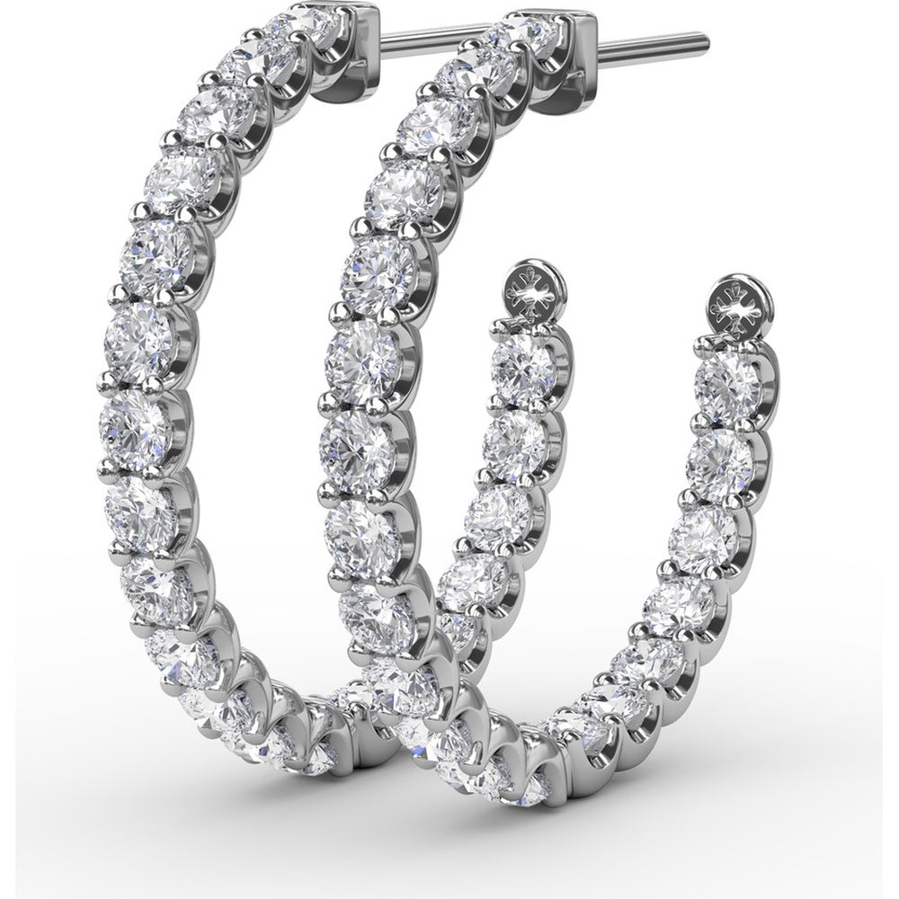 Inside-Out Pavé Set Round Diamond Hoop Earrings by Fana - 4.10 Carat Total Diamond Weight