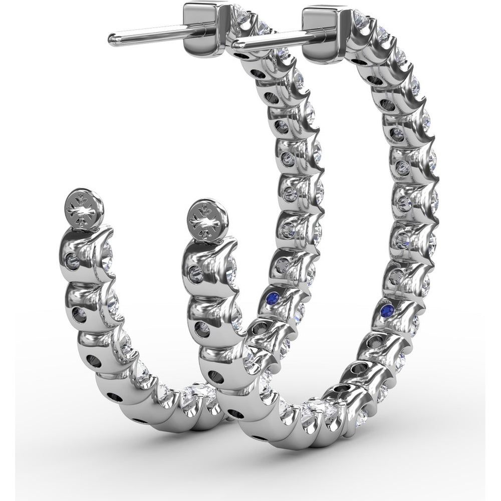 Inside-Out Pavé Set Round Diamond Hoop Earrings by Fana - 4.10 Carat Total Diamond Weight