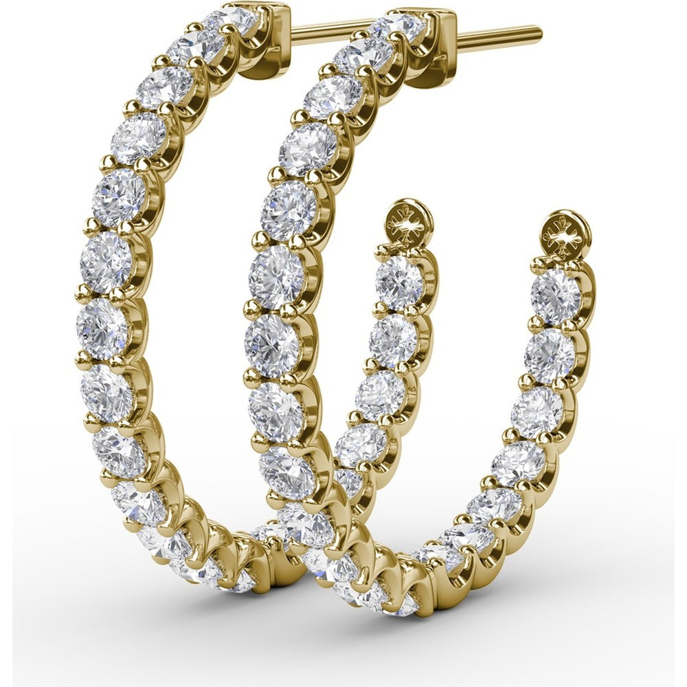 Inside-Out Pavé Set Round Diamond Hoop Earrings by Fana - 4.10 Carat Total Diamond Weight