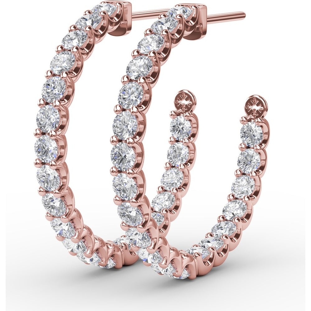 Inside-Out Pavé Set Round Diamond Hoop Earrings by Fana - 4.10 Carat Total Diamond Weight