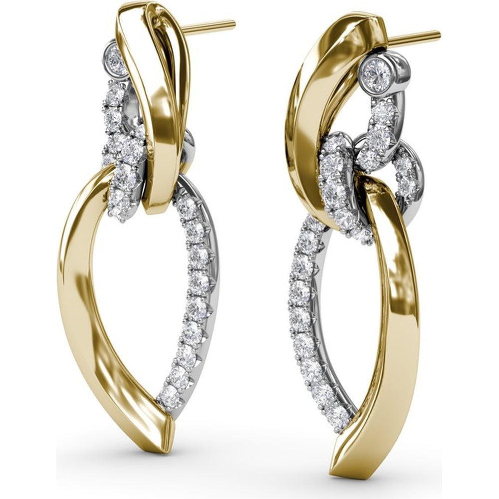 Interlocking Drop Earrings with Pavé Set Round Diamonds by Fana - 1.35 Carat Total Diamond Weight