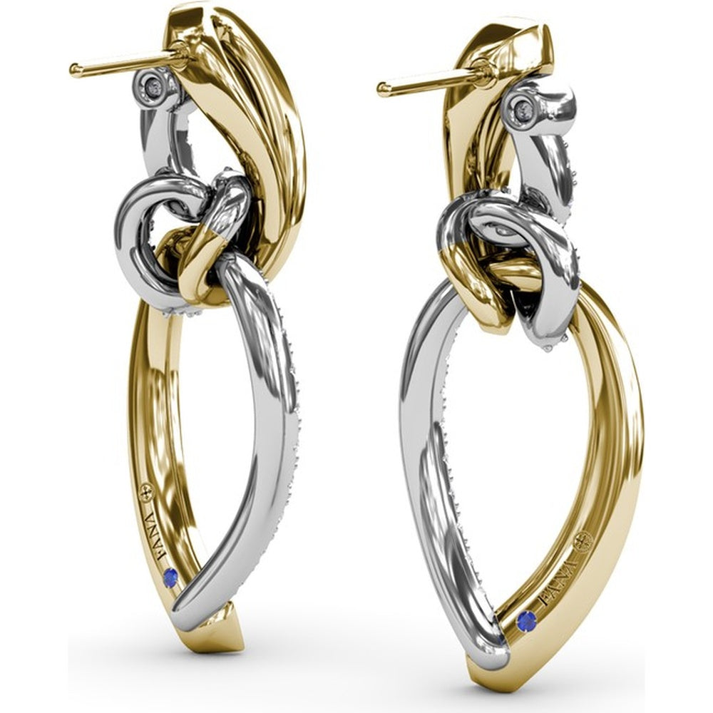 Interlocking Drop Earrings with Pavé Set Round Diamonds by Fana - 1.35 Carat Total Diamond Weight